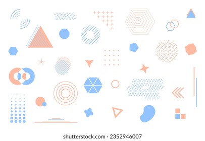 Geometric seamless pattern concept. Repeating design element for printing on fabric. Minimalistic geometric shapes. Line circles and triangles, squares. Cartoon flat vector illustration