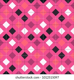 Geometric seamless pattern, consisting of rhombuses and dashed lines.