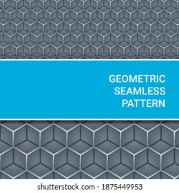 Geometrisches nahtloses Muster, bestehend aus volumetrischen Hexagons auf grauem Hintergrund