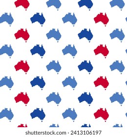 Geometric seamless pattern from the continents of Australia in the colors of the Australian flag