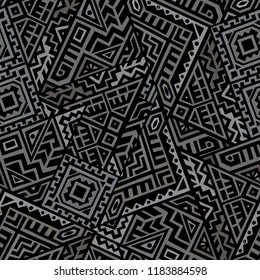 Geometric seamless pattern created in trendy ethnic style. Unique boho tile. Perfect for textile design, wrapping paper, wallpaper, site backdrop and screens background.