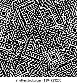Geometric seamless pattern created in trendy ethnic style. Unique boho tile. Perfect for textile design, wrapping paper, wallpaper, site backdrop and screens background.