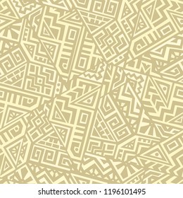 Geometric seamless pattern created in trendy ethnic style. Unique boho tile. Perfect for textile design, wrapping paper, wallpaper, site backdrop and screens background.