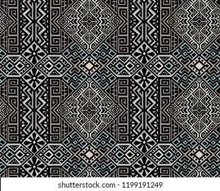 Geometric seamless pattern created in trendy ethnic style. Unique boho tile. Perfect for textile design, wrapping paper, wallpaper, site backdrop and screens background.