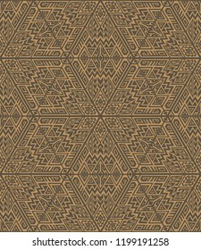 Geometric seamless pattern created in trendy ethnic style. Unique boho tile. Perfect for textile design, wrapping paper, wallpaper, site backdrop and screens background.