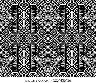 Geometric seamless pattern created in trendy ethnic style. Unique boho tile. Perfect for textile design, wrapping paper, wallpaper, site backdrop and screens background.