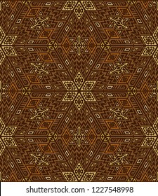 Geometric seamless pattern created in trendy ethnic style. Unique boho tile. Perfect for textile design, wrapping paper, wallpaper, site backdrop and screens background.
