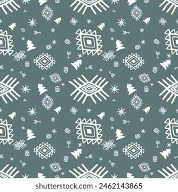 Geometric seamless pattern. Creative abstract squiggle style hand drawn background or trendy design with basic shapes. Simple childish scribble wallpaper print.
