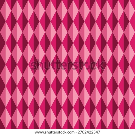 Geometric seamless pattern with crystal gemstones in red and pink background. vector illustration for fabrics, wrapping papers, wallpapers, covers