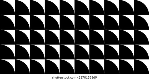 Patrón geométrico sin soldadura con triángulos blancos curvados sobre fondo negro, vector