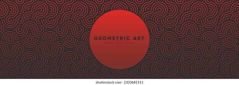 Geometric Seamless Pattern in Dark Red and Black Colors. Bold Festive Ornament for strong, menswear, brutalist decoration. Gorgeous Wave Abstract Asian Vector Creative Motif. Vintage loop print.