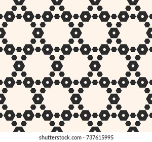Geometric seamless pattern with delicate hexagonal lattice. Hexagons texture, ornamental grid, mesh, net. Abstract monochrome geometrical background. Repeat design for decor, prints. - Stock vector