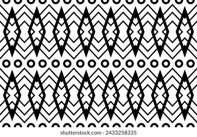 Geometric seamless pattern design for background, illustration, fabric, clothing, carpet, silk,wallpaper, textile, batik,sarong,embroidery,card,backdrop,book cover on black and white background.