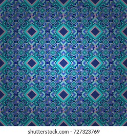 Geometric seamless pattern. Design elements. Abstract mosaic vector background. Sketch in violet, neutral and blue colors.