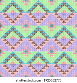 Geometric seamless pattern design for fabric, home decor ideas. Ethnic, ikat, Indian, African, American, carpet, boho pattern vector illustrations background. Pillow textile decoration fashion style.