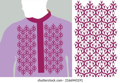 Geometric Seamless pattern design for kurta pajamas, traditional clothes for Pakistan, Indian man. Ethnic ornament for fabric with sample color