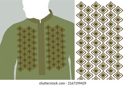 Geometric Seamless pattern design for kurta pajamas. Traditional clothes ornament for fabric.