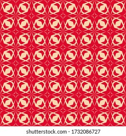 Geometric seamless pattern with diamond grid, net, lattice, mesh. Vector abstract red and beige texture. Simple vintage ornamental background. Ornate repeat design for print, fabric, textile, cloth