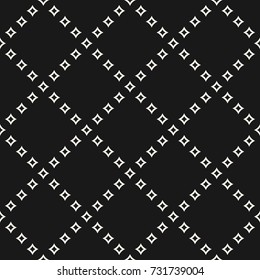 Geometric seamless pattern with diamond shapes, outline rhombuses, stars in square grid. Abstract modern monochrome background. Black and white repeat texture. Design for decor, web. - Stock vector