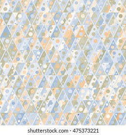 Geometric seamless pattern of diamonds and circles in bright pastel tones.