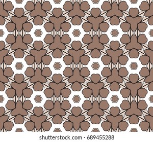 Geometric Seamless Pattern of different floral shapes. vector illustration. vector illustration. beige color. print for fabric, wallpaper