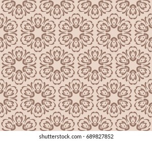 Geometric Seamless Pattern of different floral shapes. vector illustration. vector illustration. beige color. print for fabric, wallpaper
