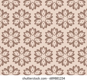 Geometric Seamless Pattern of different floral shapes. vector illustration. vector illustration. beige color. print for fabric, wallpaper