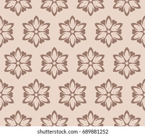 Geometric Seamless Pattern of different floral shapes. vector illustration. vector illustration. beige color. print for fabric, wallpaper
