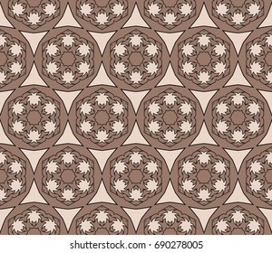 Geometric Seamless Pattern of different floral shapes. vector illustration. vector illustration. beige color. print for fabric, wallpaper