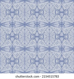 geometric seamless pattern drawn with blue and white colors