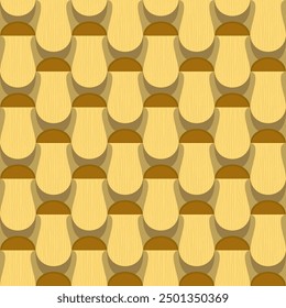 Geometric seamless pattern with edible mushrooms - hand drawn vector illustration.