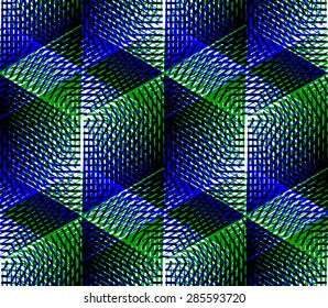 Geometric seamless pattern, endless colorful transparent vector regular background. Abstract covering with 3d superimpose figures, EPS10.