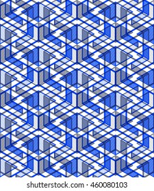 Patrón geométrico sin soldadura, fondo transparente vectorial interminable de color. Resumen cubriendo con cifras 3d superponen a EPS10.