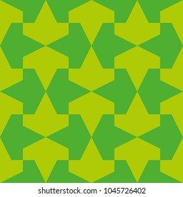 Geometric seamless pattern. Escher style. Green monochrome ornament.