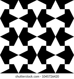 Geometric seamless pattern. Escher style. Black and white ornament.