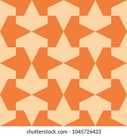 Geometric seamless pattern. Escher style. Peach monochrome ornament.