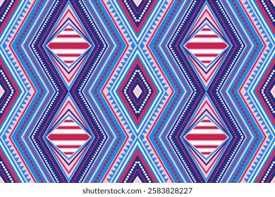 Geometric Seamless Pattern, ethnic design, geometrical repeat pattern, motif, colorful, purple, diamond shape, square, triangle, tribal, native, abstract, textile, cloth, fabric, curtain, background, 