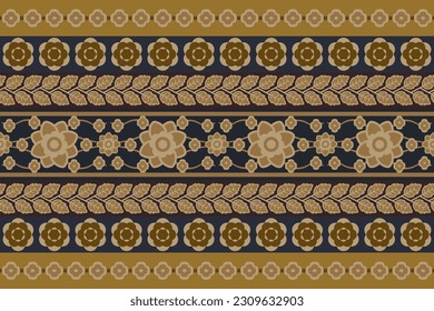 Geometric seamless pattern ethnic floral traditional antique gold border design for fabric, glass, textile