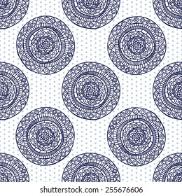 Geometric seamless pattern in ethnic style, circles.