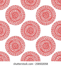 Geometric seamless pattern in ethnic style, circles.