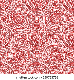 Geometric seamless pattern in ethnic style, circles.