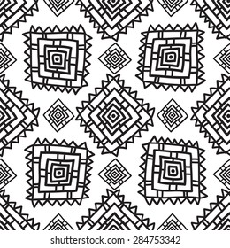 Geometric seamless pattern in ethnic style. The structure of classical folk motifs on a white background.