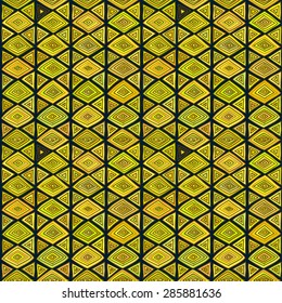 Geometric seamless pattern in ethnic style. The structure of classical bright folk motifs of triangles and lozenges.