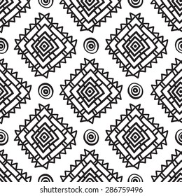 Geometric seamless pattern in ethnic style. The structure of classical folk motifs on a white background.
