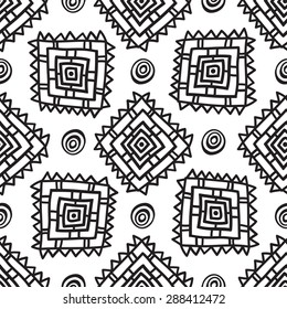 Geometric seamless pattern in ethnic style. The structure of classical folk motifs on a white background.