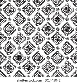 Geometric seamless pattern in ethnic style. The structure of classical folk motifs on a white background.