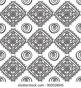 Geometric seamless pattern in ethnic style. The structure of classical folk motifs on a white background.