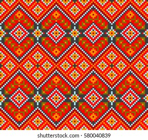 Geometric seamless pattern in ethnic style. The traditional structure of tribal folk forms.