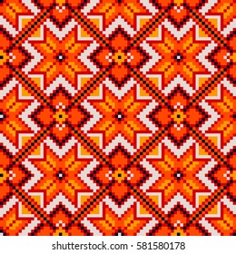 Geometric seamless pattern in ethnic style. The traditional structure of tribal folk forms.