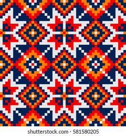 Geometric seamless pattern in ethnic style. The traditional structure of tribal folk forms.